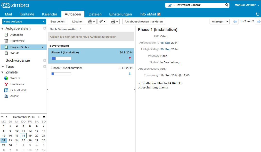 zimbra Tasks