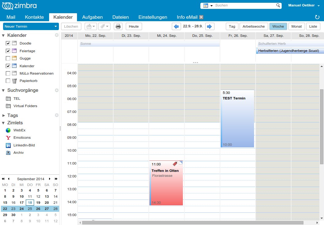 zimbra calendar