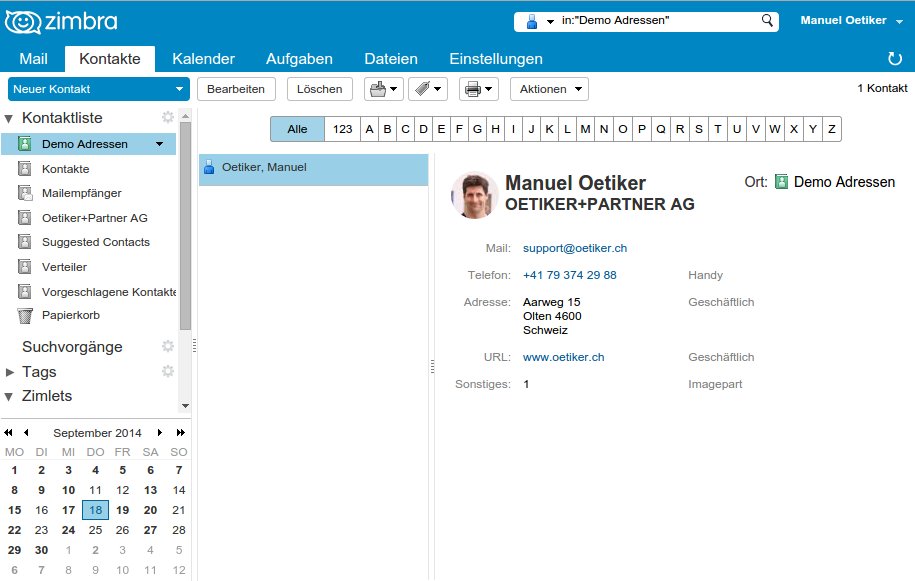 zimbra contact